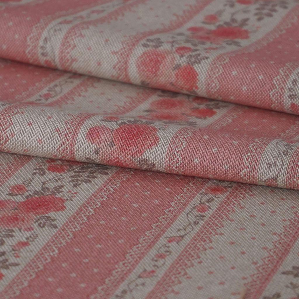 Dekostoff Leinenlook Landhausstil Romantik Rosen rosa